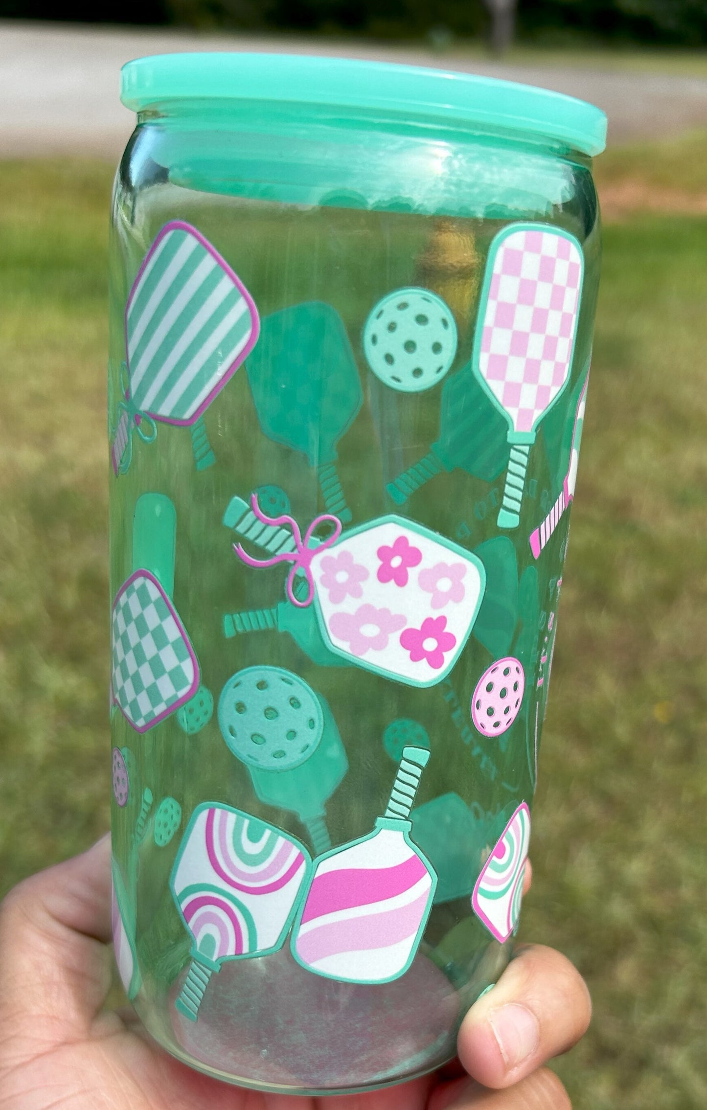 Pickleball 16z Green Glass Can